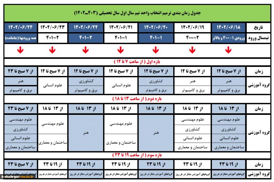 اطلاعیه ترمیم انتخاب واحد 2