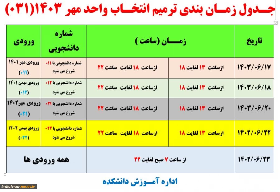 ترمیم انتخاب واحد  2